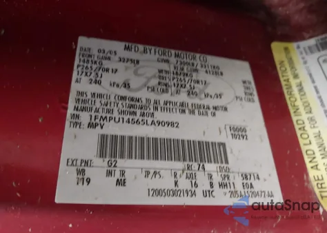 2005 Ford Expedition Xls z USA, uszkodzony, nr VIN 1FMPU14565LA90982